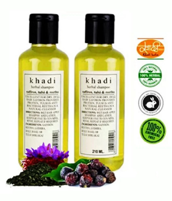 Khadi Herbal Saffron Tulsi & Reetha Shampoo 210 mL Pack of 2