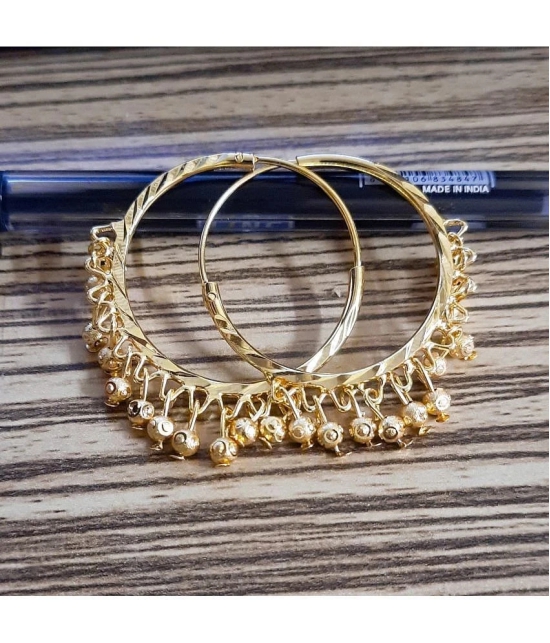 LUV FASHION Golden Hoops Earrings ( Pack of 1 ) - Golden