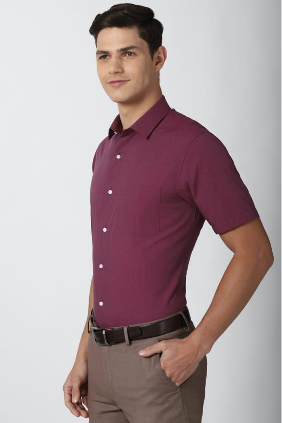 Men Purple Regular Fit Formal Half Sleeves Formal Shirt