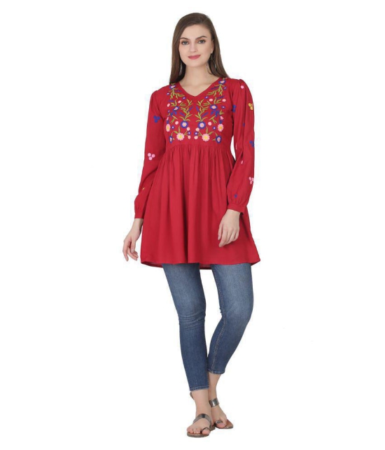 SAAKAA Rayon Regular Tops - Red - XL