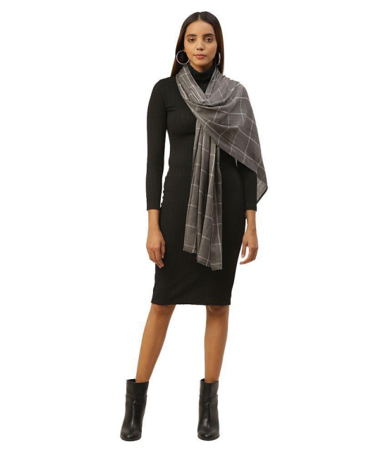 Anekaant Gray Checkered Wool Stoles