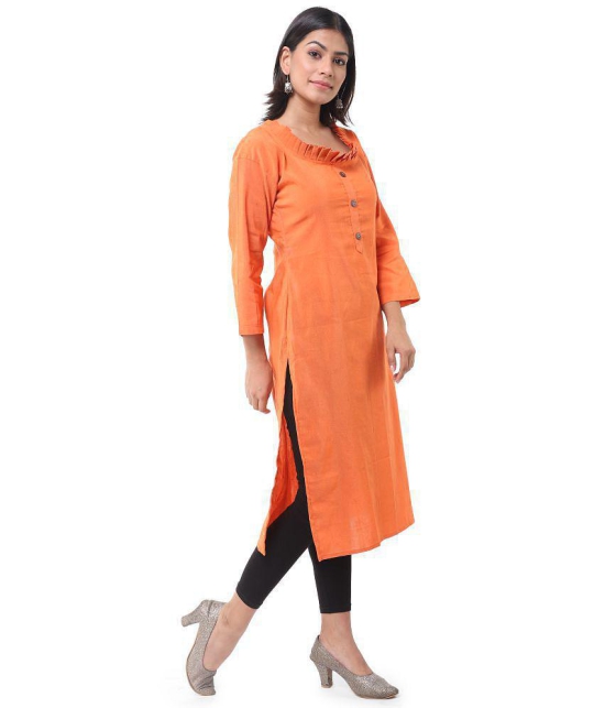 DESHBANDHU DBK - Orange Cotton Womens Straight Kurti - None