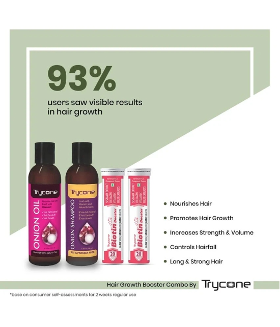 Trycone Red Onion Hair Oil , Onion Shampoo and Biotin Booster for Hair Care - Pack of 3 Products