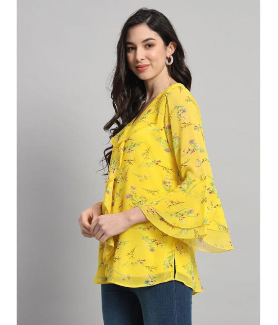 Curvydrobe Yellow Georgette Womens A-Line Top ( Pack of 1 ) - None