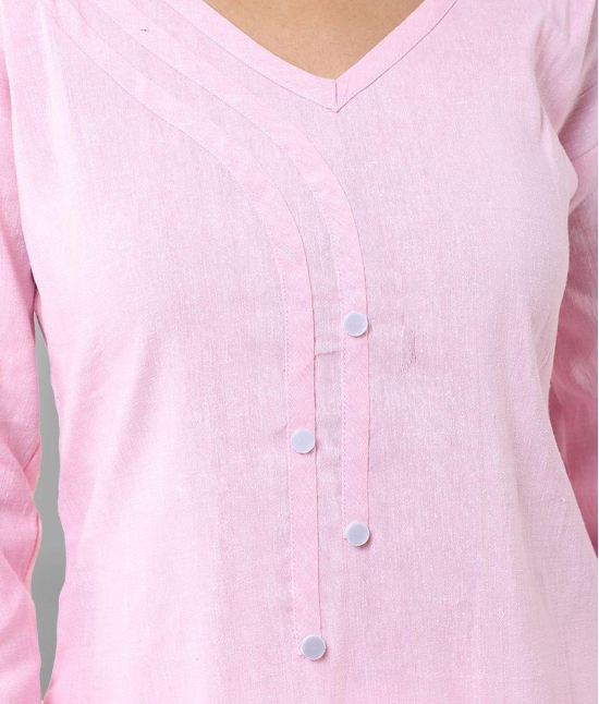 DESHBANDHU DBK - Pink Cotton Womens Straight Kurti - None