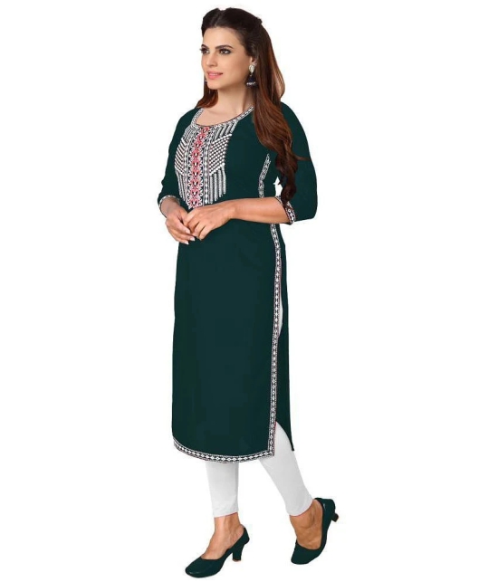 Kapadia - Green Rayon Womens Straight Kurti ( Pack of 1 ) - None