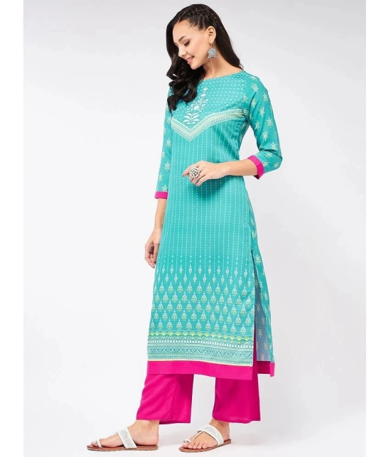 Pannkh - Blue Rayon Flex Womens Straight Kurti ( Pack of 1 ) - None