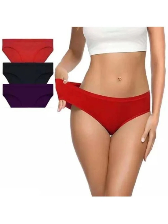 CARNEST Pack of 3 Blended Solid Womens Bikini ( Multicolor ) Pack  Of 3 Panty - None