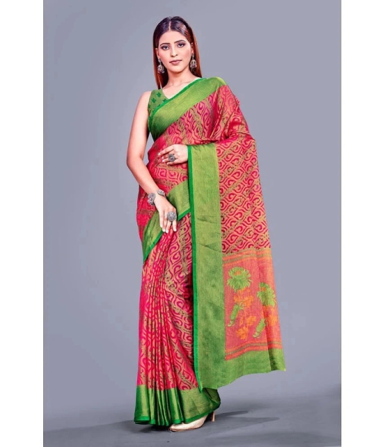 Sitanjali - Pink Brasso Saree With Blouse Piece ( Pack of 1 ) - Pink