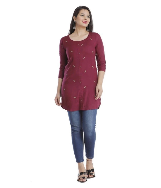 JC4U - Maroon Viscose Womens Straight Kurti - XL