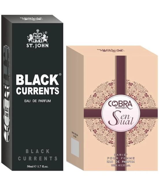 St. John - Black Current 50ml & Cobra Sensual 100ml Perfume Eau De Parfum (EDP) For Unisex 150ml ( Pack of 2 )