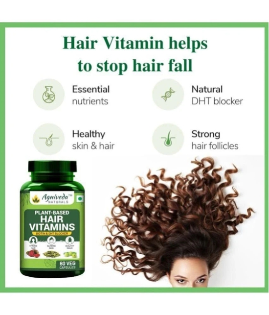 Agniveda Naturals Plant-Based Hair Vitamins Biotin, Dht Blocker, Promotes Hair Growth - 60 Veg Caps