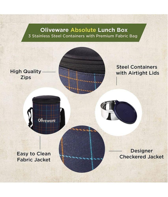 Oliveware Stainless Steel Lunch Box 3 - Container ( Pack of 1 )