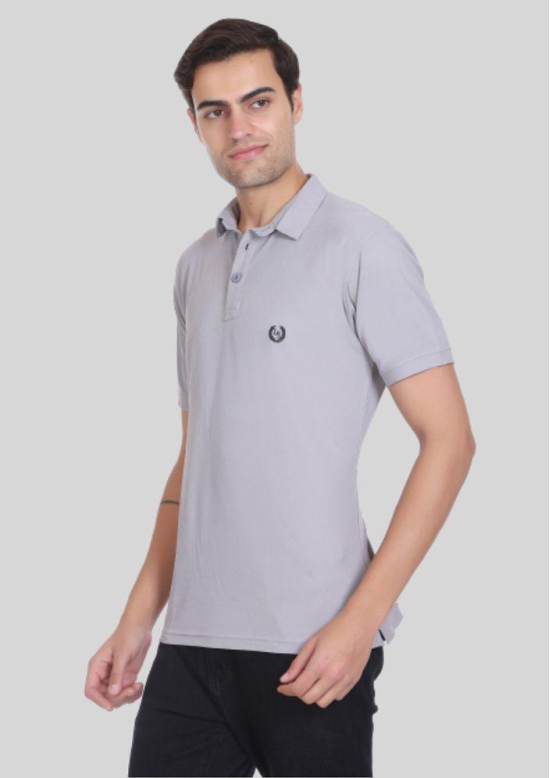 LEEBONEE - Light Grey Cotton Blend Regular Fit Men's Polo T Shirt ( Pack of 1 ) - None