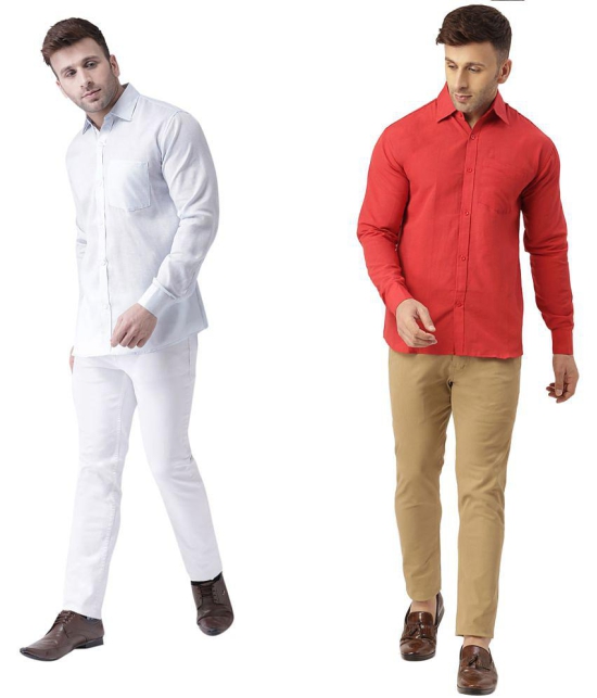 KLOSET By RIAG 100% Cotton Regular Fit Solids Full Sleeves Men's Casual Shirt - Red ( Pack of 2 ) - None