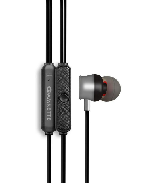 Amkette Trubeats M9 Wired In Ear Wired Headphone 0 Hours Playback IPX5(Splash & Sweat Proof) Comfirtable in ear fit -Bluetooth Gray