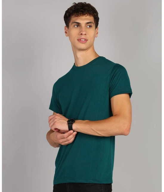 XFOX Cotton Blend Regular Fit Solid Half Sleeves Mens T-Shirt - Teal Blue ( Pack of 1 ) - None