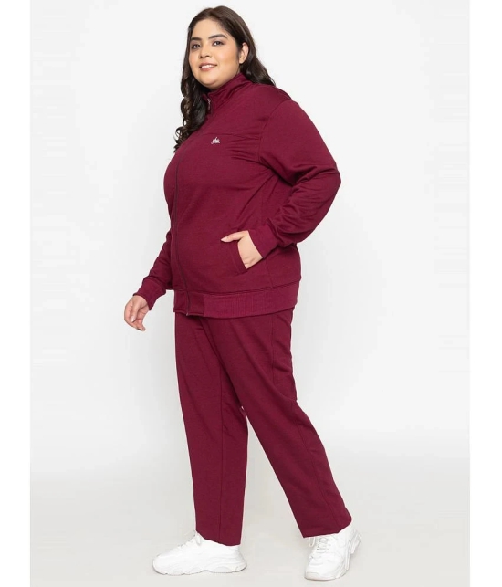 YHA Maroon Fleece Solid Tracksuit - Pack of 1 - None