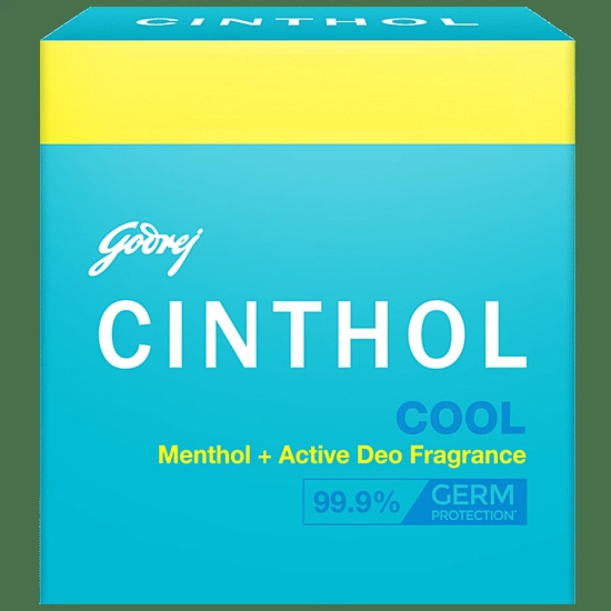 Cinthol Cool Menthol + Active Deo Fragrance Soap, 99.9% Germ Protection, 125 G (Pack Of 3)