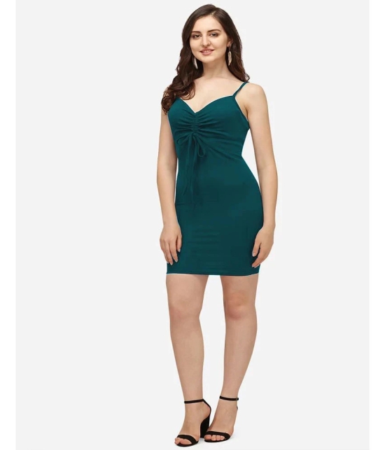 clafoutis Lycra Solid Knee Length Womens Bodycon Dress - Teal ( Pack of 1 ) - None