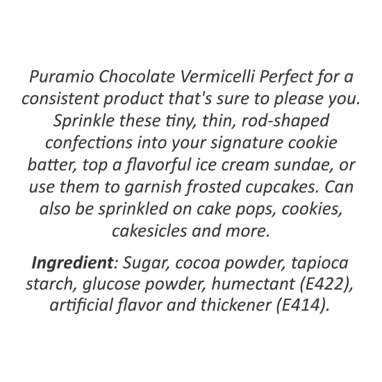 Puramio Chocolate Vermicelli, 125 gm