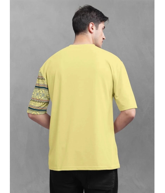 BULLMER Cotton Blend Oversized Fit Printed Half Sleeves Mens T-Shirt - Yellow ( Pack of 2 ) - None