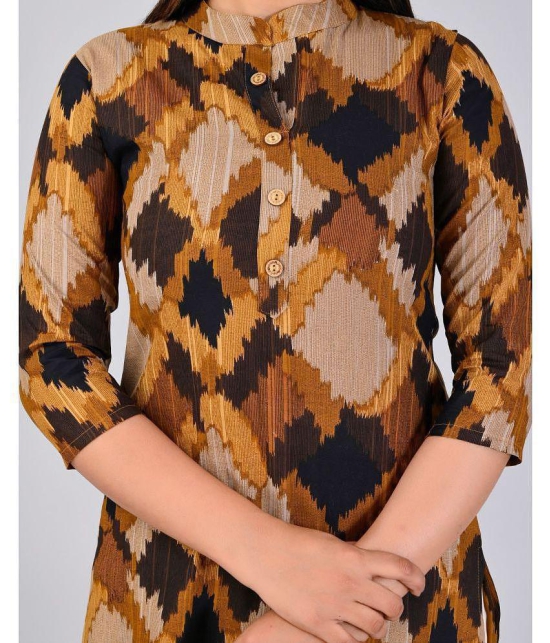 MAUKA Rayon Printed Straight Womens Kurti - Brown ( Pack of 1 ) - None