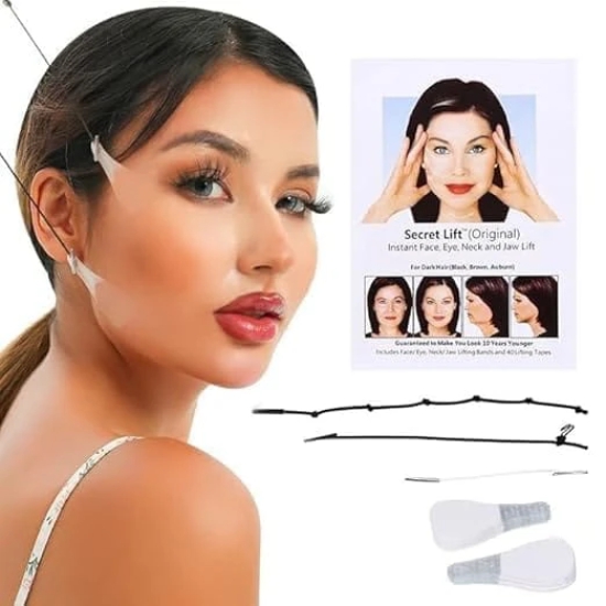 KIT & CO Invisible Face Lifting Wrinkles Tape,Instant Face Neck and Eye Lifting sticker With Lifting Ropes Elastic,V-line Makeup Tool to Hide Facial Wrinkles Saggy Skin Face Lift Up Chin Tape 40PCS