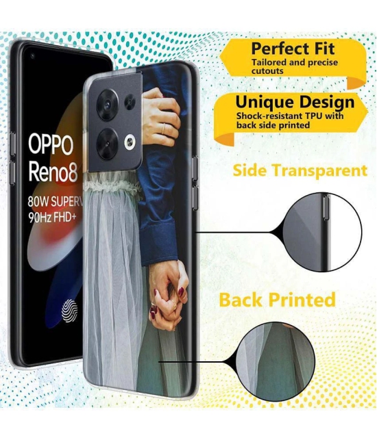 NBOX - Multicolor Silicon Printed Back Cover Compatible For Oppo Reno 8 5G ( Pack of 1 )