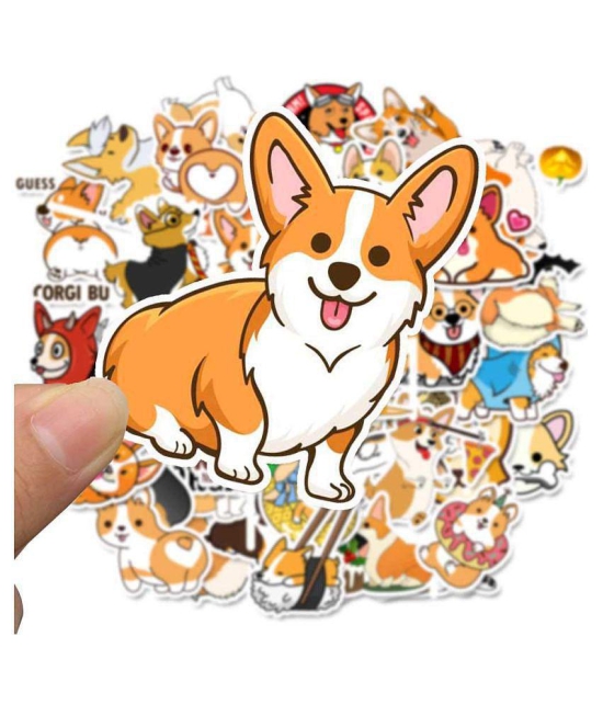 iDream Waterproof PVC Animals Corgi Dog Graffiti Vinyl Stickers DIY for Toys, Mobile, Skateboard, Suitcase, Bicycle, Water Bottle etc. (Set of 50)