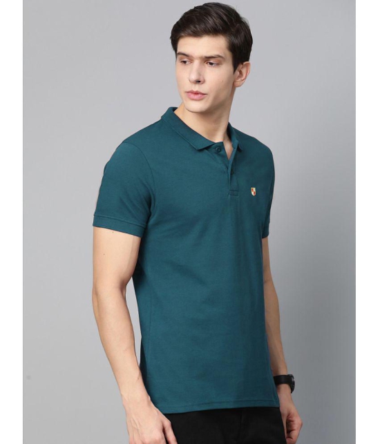 ADORATE - Teal Blue Cotton Blend Regular Fit Mens Polo T Shirt ( Pack of 1 ) - None