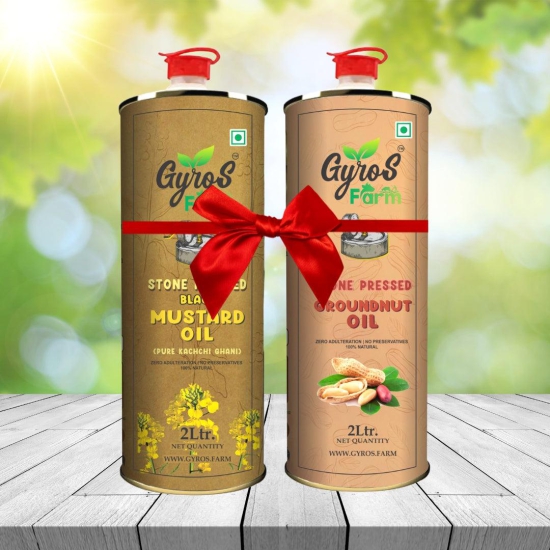 Stone Cold Pressed Black Mustard and Groundnut Oil Combo   | 2L + 2L  | Zero Adulteration| Sieve Filtered-2 Liter + 2 Liter