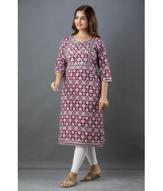 Lee Moda - Maroon Cotton Women's Straight Kurti ( Pack of 1 ) - None