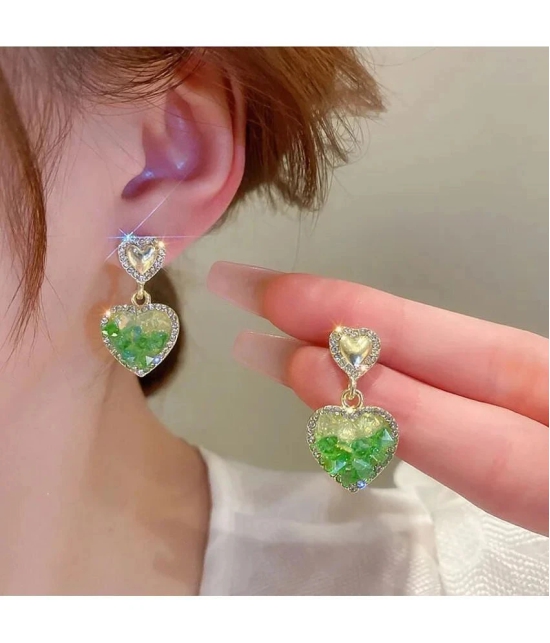 FASHION FRILL Green Drop Earrings ( Pack of 2 ) - Green