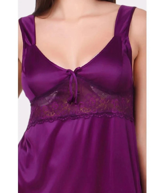 Fasense Purple Satin Womens Nightwear Nighty & Night Gowns ( Pack of 1 ) - None