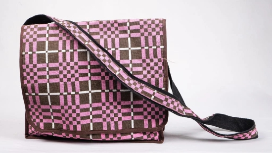  Retro Checkered Canvas Crossbody Bag with Adjustable Strap