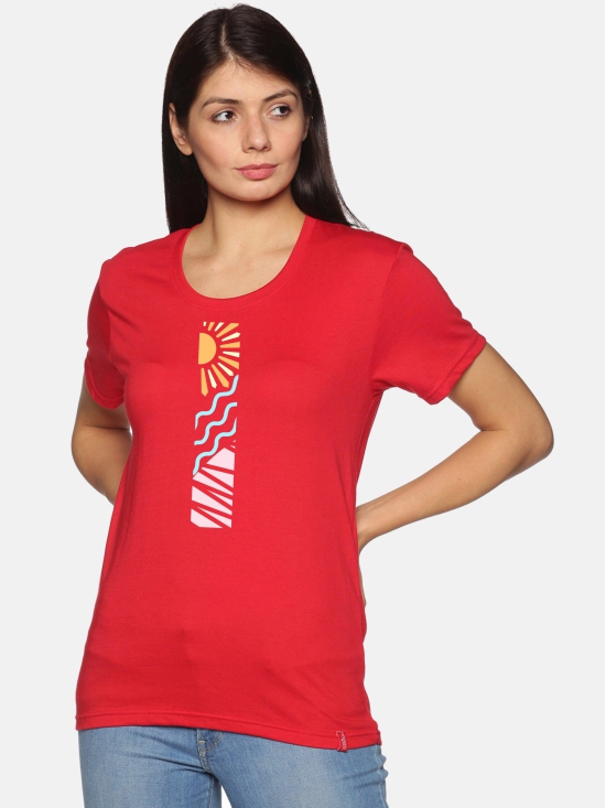 38 Women Cotton Round Neck Printed T-shirts-2XL / Maroon