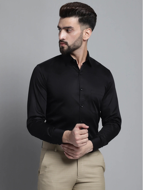 Mens Cotton Solid Formal Shirt-L / Black