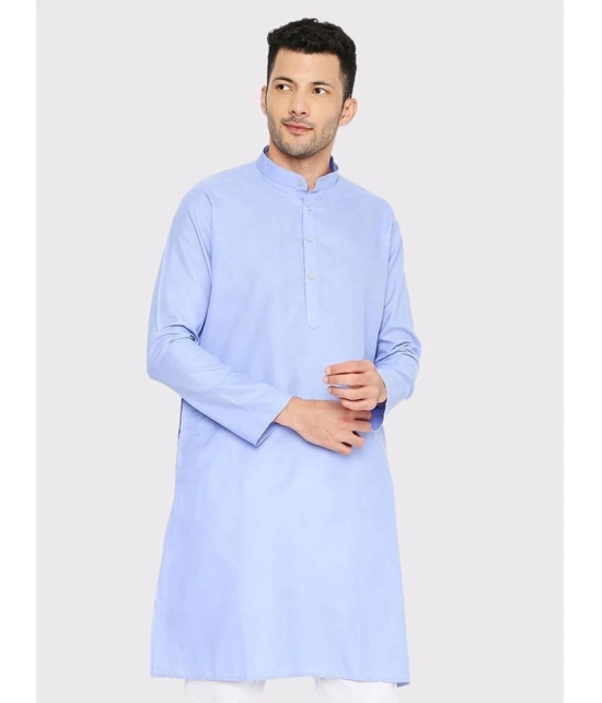 Maharaja - Sky Blue Cotton Blend Mens Regular Kurta ( Pack of 1 ) - None