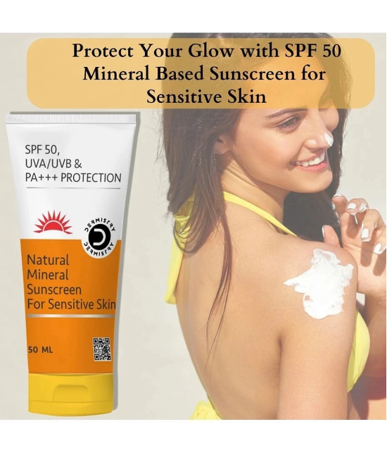 Dermistry Natural Mineral Based Sunscreen SPF 50 UVA UVB PA+++ Sun Protection Moisturizer Sensitive & Dry Skin-50ml