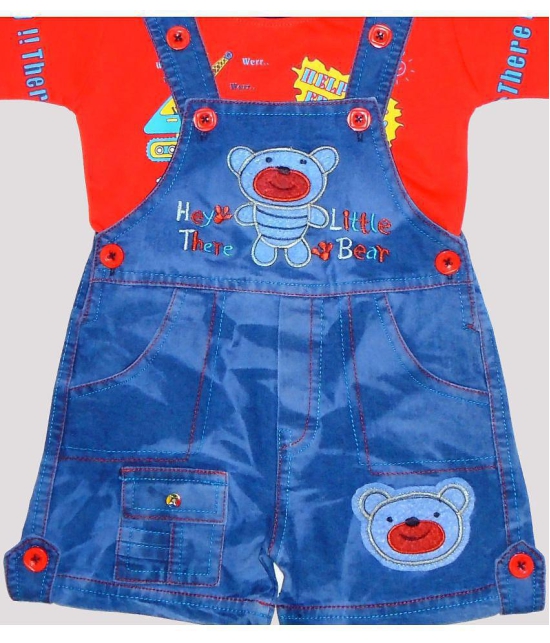 Wise Guys - Red Denim Baby Boy Dungaree Sets ( Pack of 1 ) - None