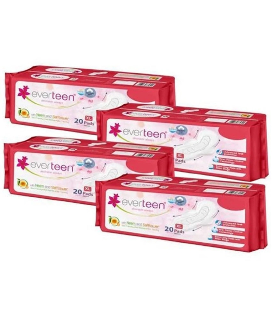 everteen XL Cottony-Soft Sanitary Pads (Neem, Safflower) 80pcs Sanitary Pad (Pack of 4)