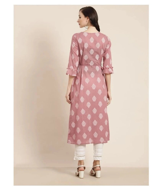 Juniper - Pink Cotton Womens Jacket Style Kurti ( Pack of 1 ) - XS