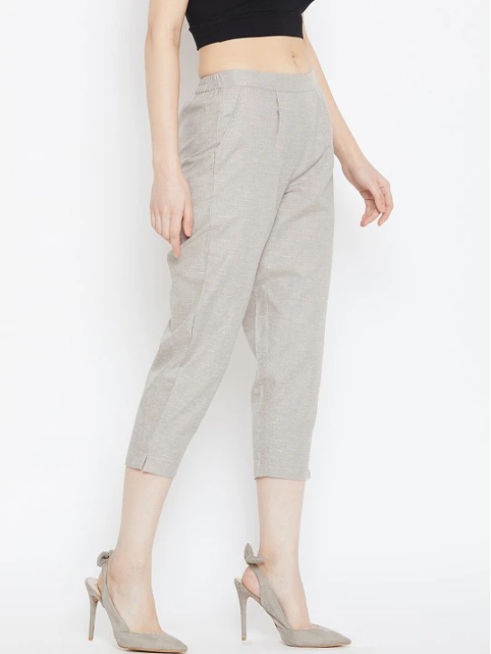 Women Grey Relaxed Pleated Cigerette Trousers