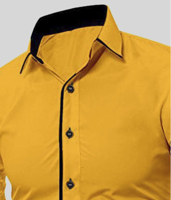 Life Roads - Yellow Cotton Slim Fit Mens Casual Shirt (Pack of 1 ) - None