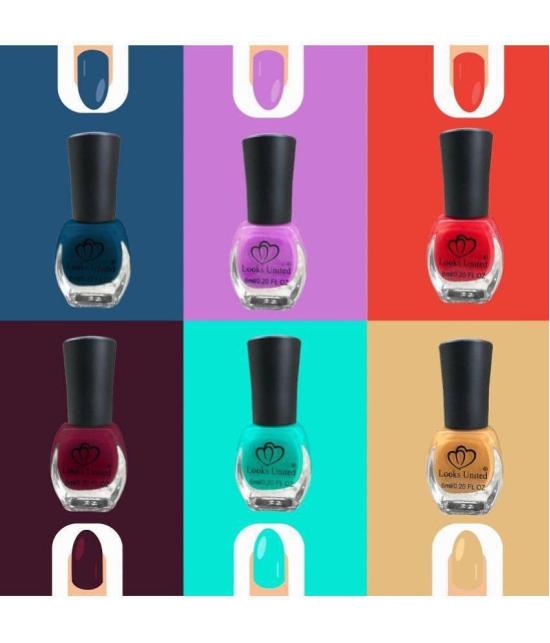 Looks United - Multi Glossy Nail Polish ( Pack of 6 )