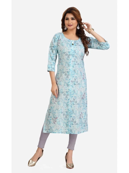 Meher Impex Cotton Printed Straight Womens Kurti - Turquoise ( Pack of 1 ) - None