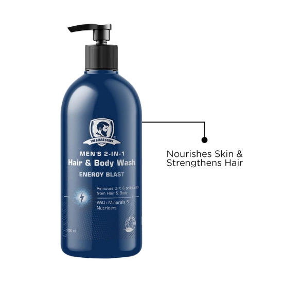 Sulphate Free Men's 2-in-1 Energy Blast Hair & Body Wash With Minerals, Nutricert, Removes Dirt & Pollutants (250 ML)