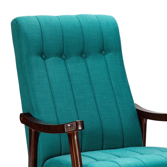 Risco Rocking Chair With Button Tufted Back (Teal)-Teal