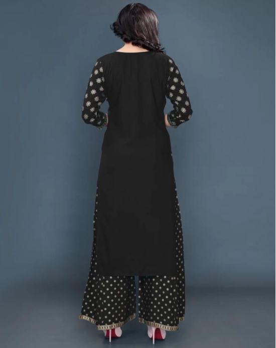 Solace Fab Elegant Rayon Kurta Palazzo Set (Black)